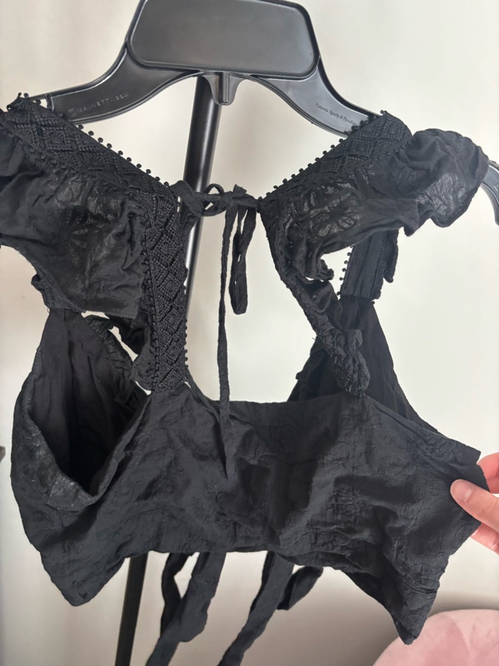 Matching Set-  Textured Tie-Front Crop Top & Ruffle Shorts - Picture 3 of 5